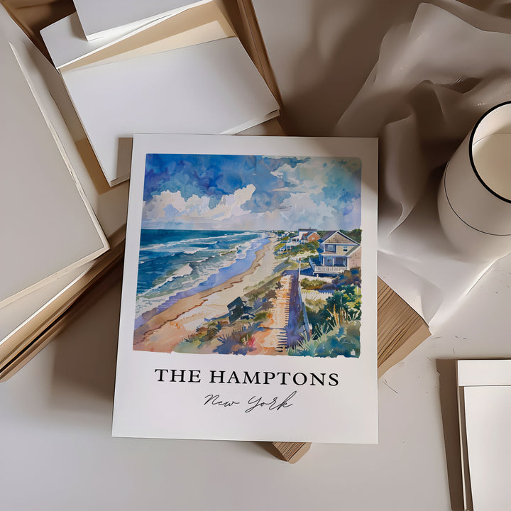 The Hamptons NY Art, The Hamptons Print, The Hamptons Watercolor, Hamptons NY Gift,