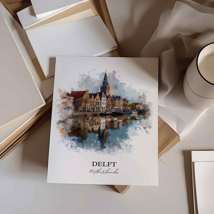 Delft, Netherlands – Watercolor Art Print