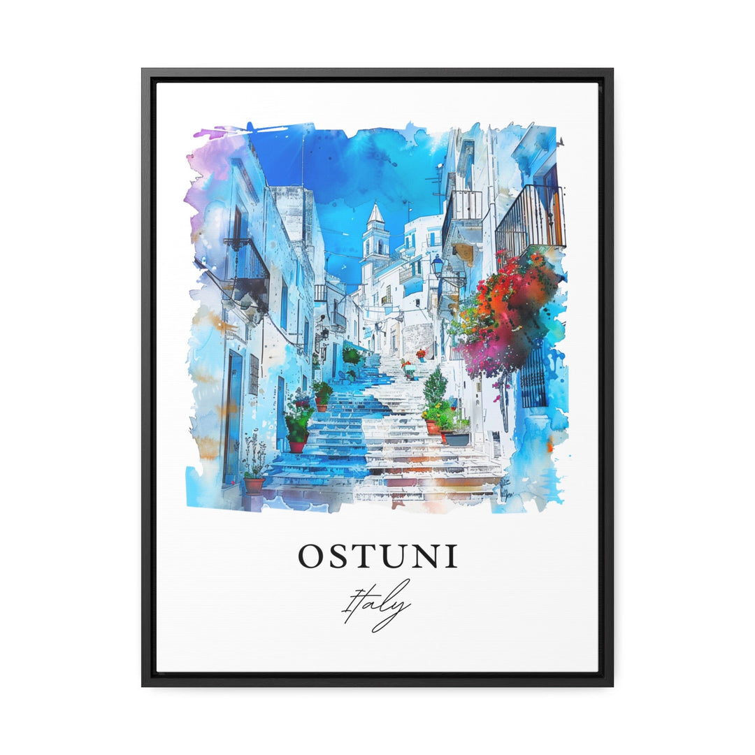 Ostuni Italy Wall Art, Brindisi Italy Print, Ostuni Watercolor, Apulia Region Gift,