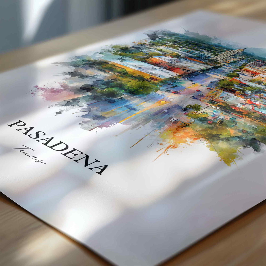 Pasadena, Texas – Watercolor Art Print