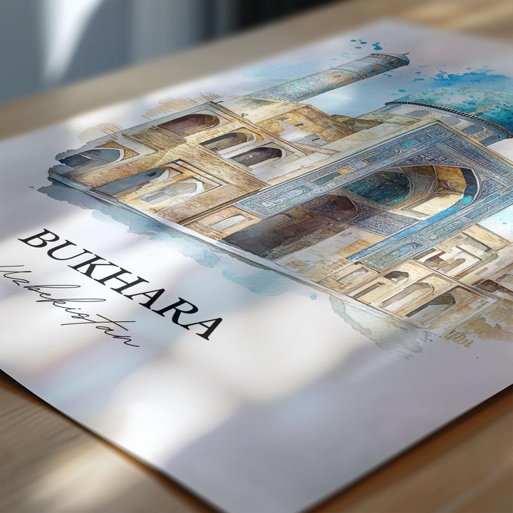 Bukhara Wall Art, Bukhara Print, Uzbekistan Watercolor Art, Bukhara Gift, Travel Print, Travel Poster, Housewarming Gift