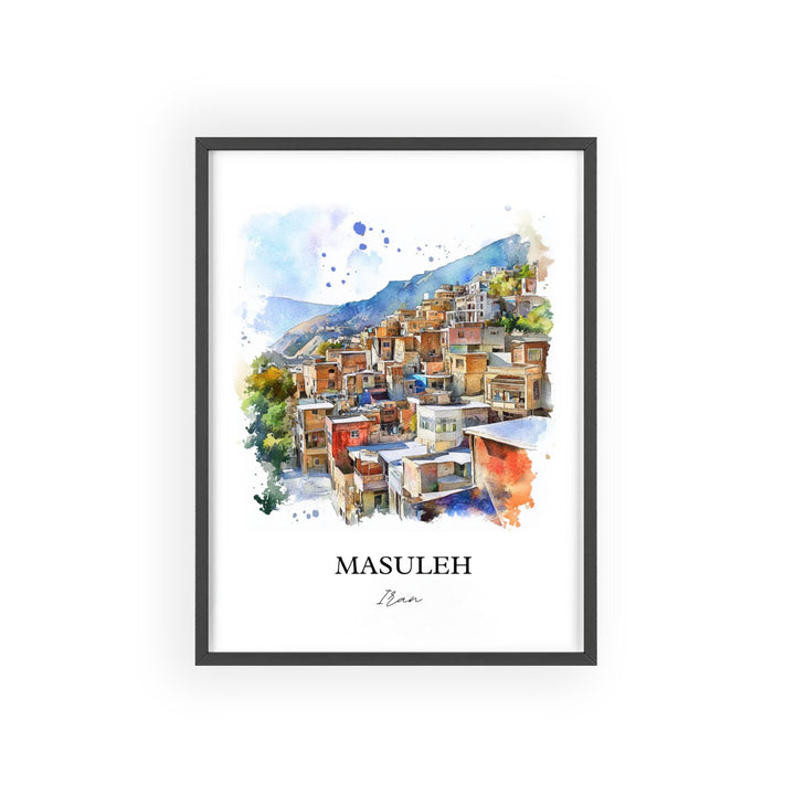 Masuleh Iran Art, Gilan Province Print, Iran Watercolor Art, Masuleh Iran Gift, Travel Print, Travel Poster, Housewarming Gift
