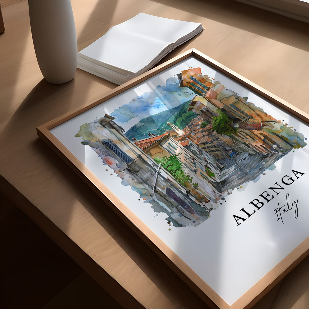 Albenga Italy Wall Art, Albenga Savona Print, Albenga Watercolor, Albenga Genoa Gift, Travel Poster, Housewarming Gift