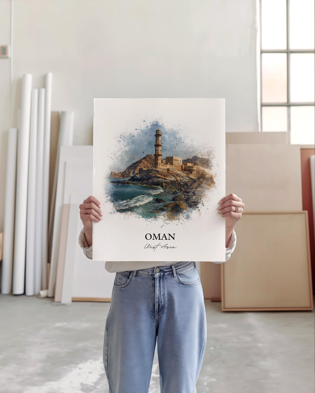 Oman Wall Art, Oman Print, Oman Watercolor Art, Oman Country Gift, Travel Print, Travel Poster, Housewarming Gift
