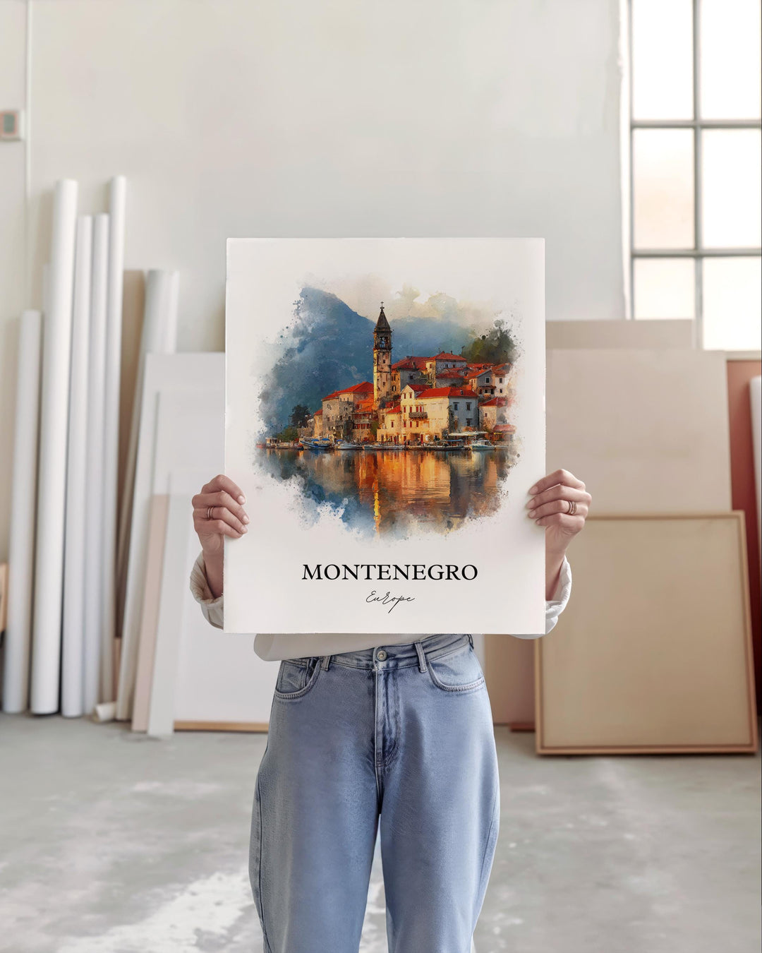Montenegro Wall Art, Montenegro Print, Montenegro Watercolor Art, Montenegro Europe Gift, Travel Print, Travel Poster, Housewarming Gift