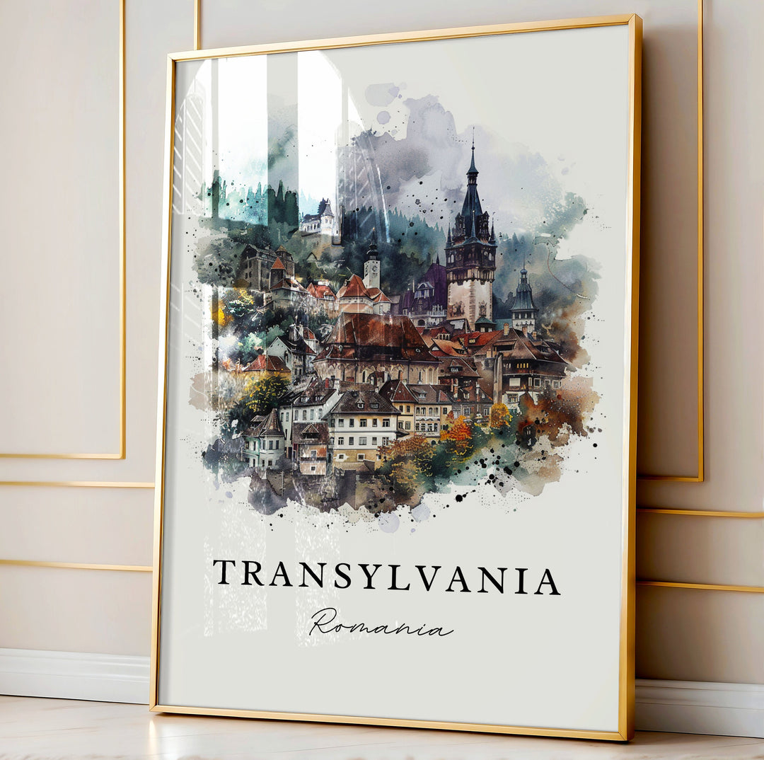 Transylvania Region Wall Art, Transylvania Romania Print, Romania Watercolor Art, Transylvania Gift, Travel Poster, Housewarming Gift