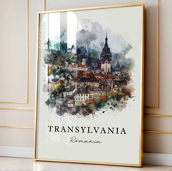 Transylvania Region Wall Art, Transylvania Romania Print, Romania Watercolor Art, Transylvania Gift, Travel Poster, Housewarming Gift