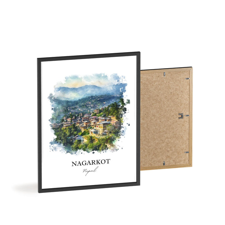 Nagarkot Wall Art, Kathmandu Valley Print, Nepal Watercolor Art, Nagarkot Gift, Travel Print, Travel Poster, Housewarming Gift
