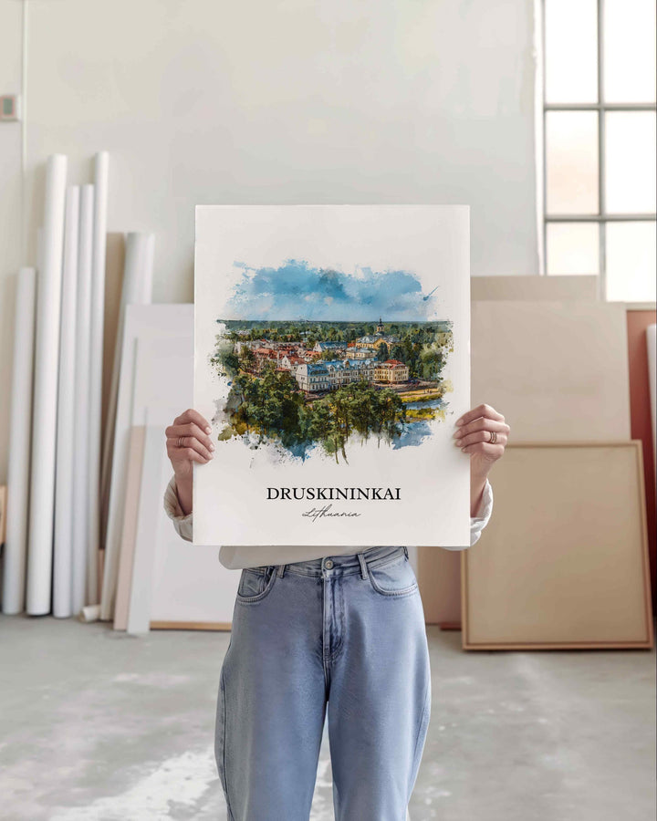 Druskininkai, Lithuania – Watercolor Art Print