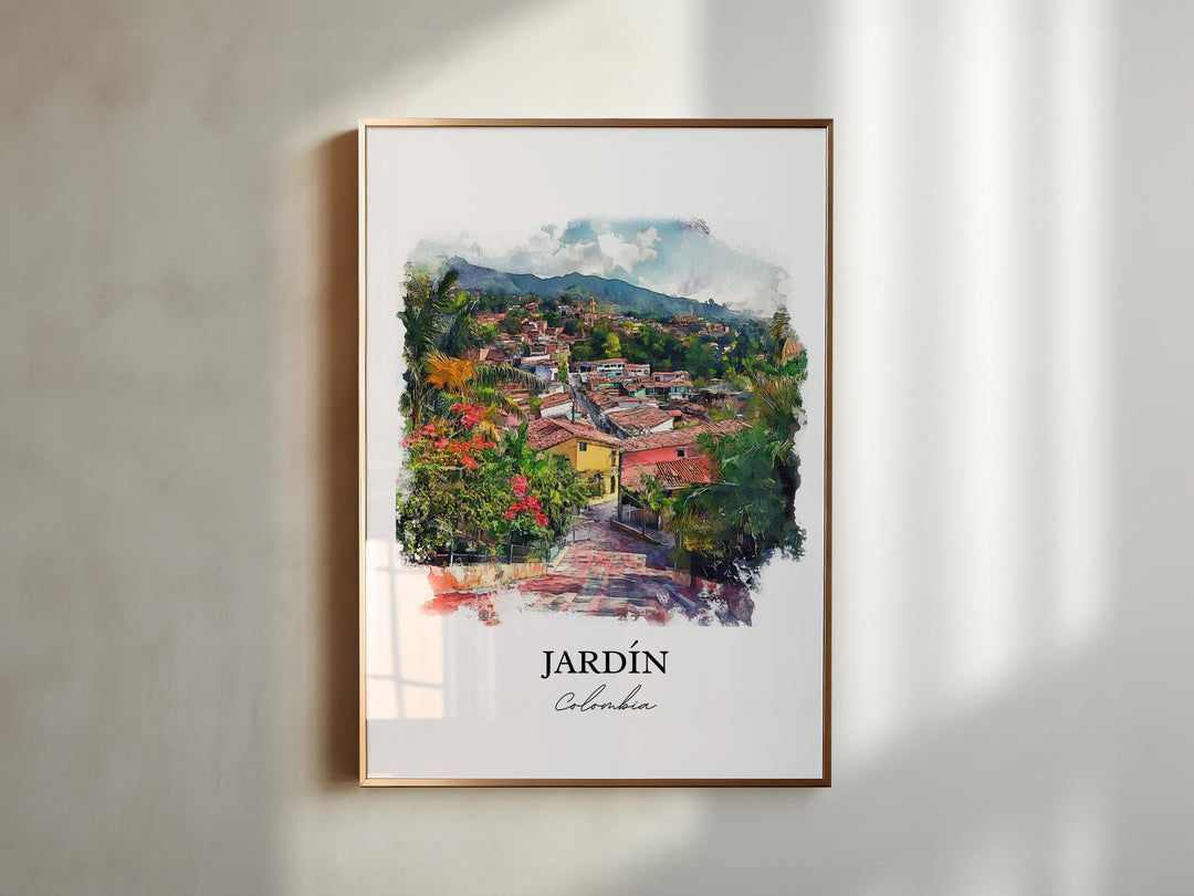 Jardín Colombia Wall Art, Antioquia Print, Colombia Watercolor Art, Jardín Colombia Gift, Travel Print, Travel Poster, Housewarming Gift