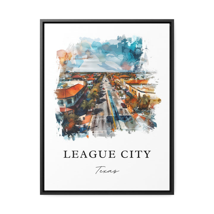 League City TX Wall Art, League City Print, Galveston Watercolor Art, Galveston County Gift,