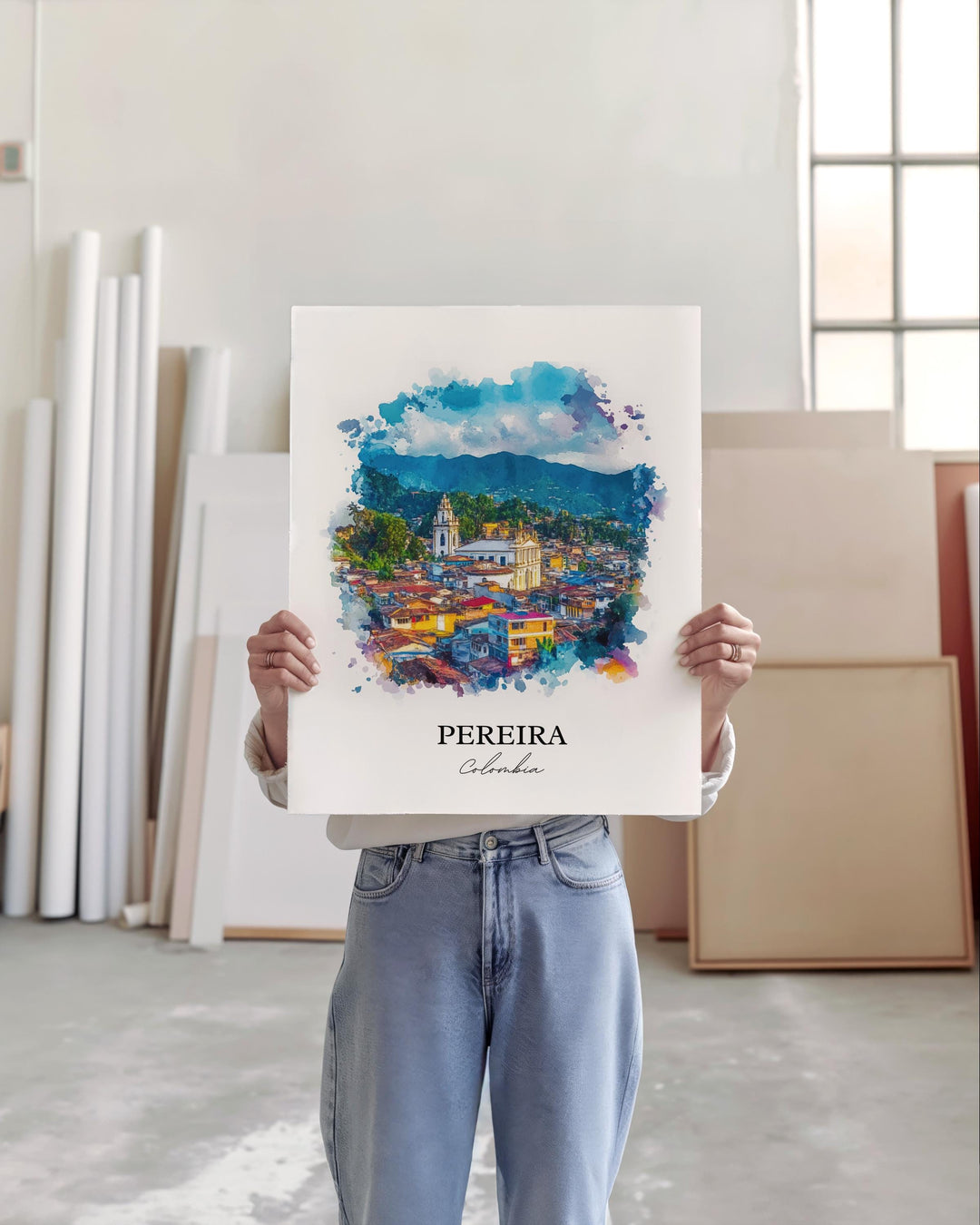 Pereira Wall Art, Risaralda Department Print, Colombia Watercolor Art, Pereira Colombia Gift, Travel Print, Travel Poster, Housewarming Gift
