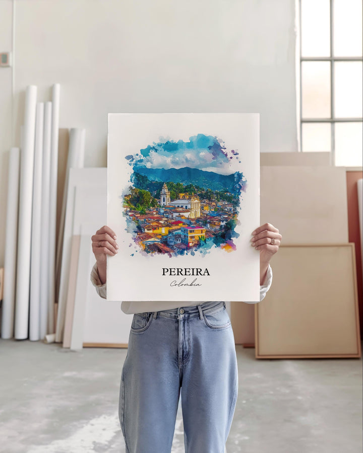 Pereira Wall Art, Risaralda Department Print, Colombia Watercolor Art, Pereira Colombia Gift, Travel Print, Travel Poster, Housewarming Gift