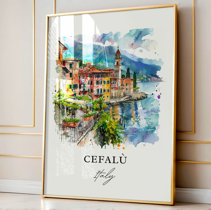 Cefalù Italy Wall Art, Cefalù Print, Cefalù Sardinia Watercolor, Cefalù Italy Gift,