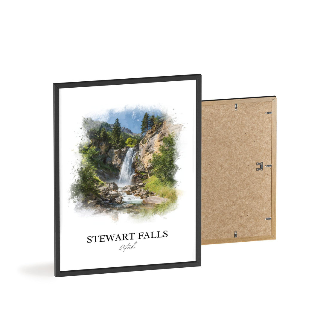 Stewart Falls Wall Art, Utah County Print, Utah Watercolor Art, Stewart Falls UT Gift, Travel Print, Travel Poster, Housewarming Gift