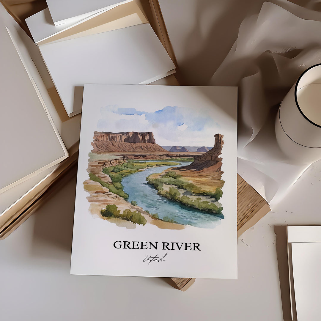 Green River Wall Art, Emery County Print, Utah Watercolor Art, Green River Gift, Travel Print, Travel Poster, Housewarming Gift
