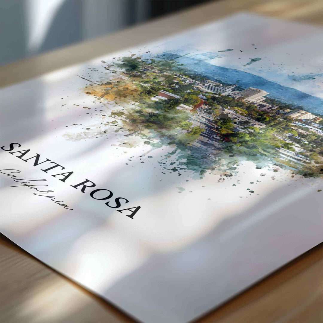 Santa Rosa, California – Watercolor Art Print