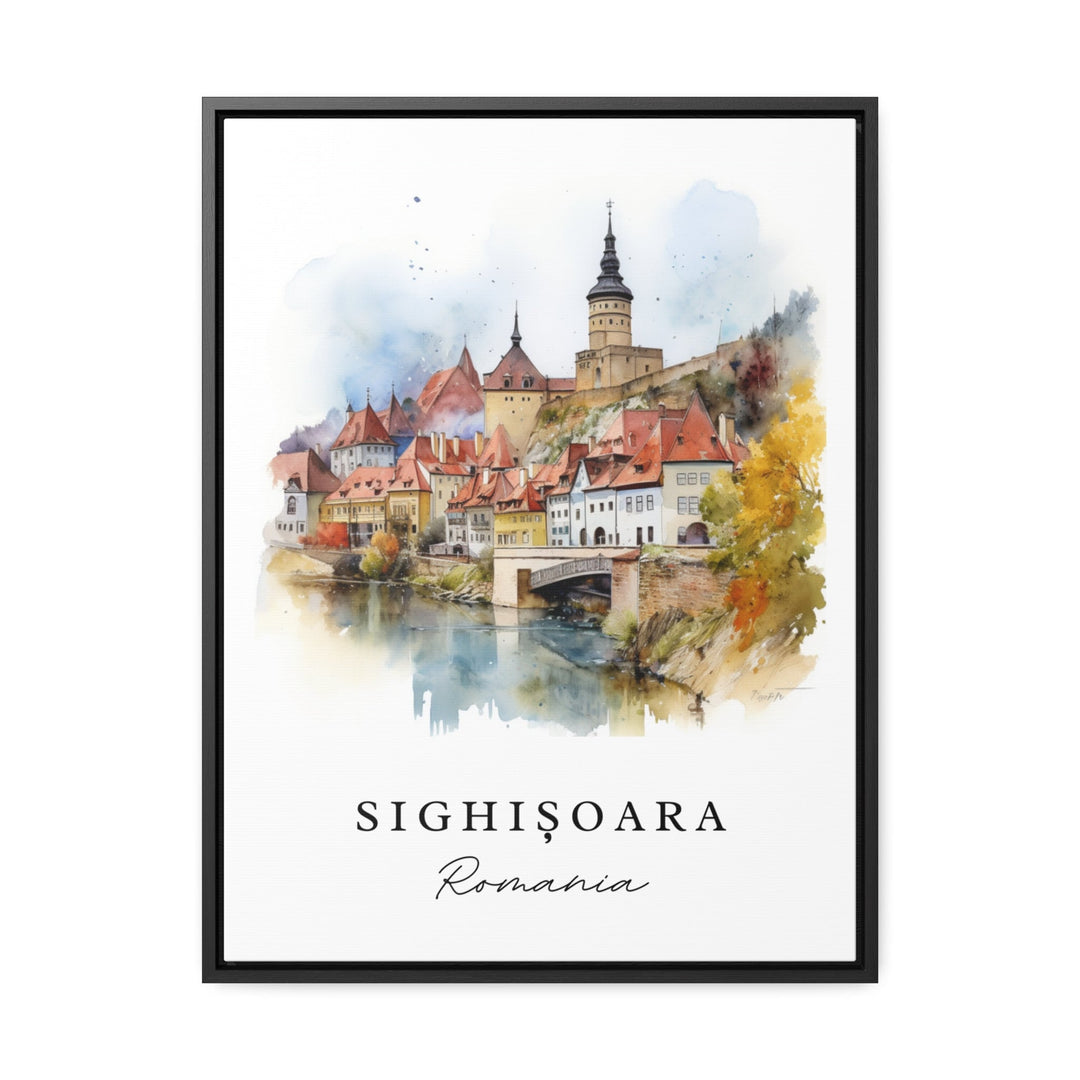 Sighisoara traditional travel art - Romania, Sighisoara poster, Wedding gift, Birthday present, Custom Text, Personalized Gift