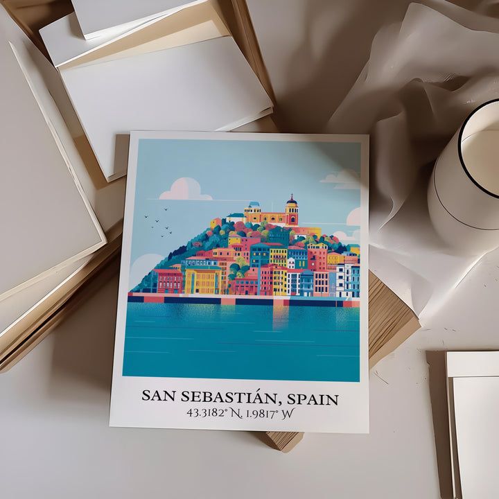 San Sebastián Art, Spain Retro Travel Art, Spain Home Decor, San Sebastián Gift, Spain Travel Art, Travel Prints, Housewarming Gift
