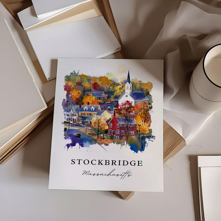 Stockbridge MA Wall Art, Stockbridge Print, Berkshires Watercolor Art, Stockbridge MA Gift,