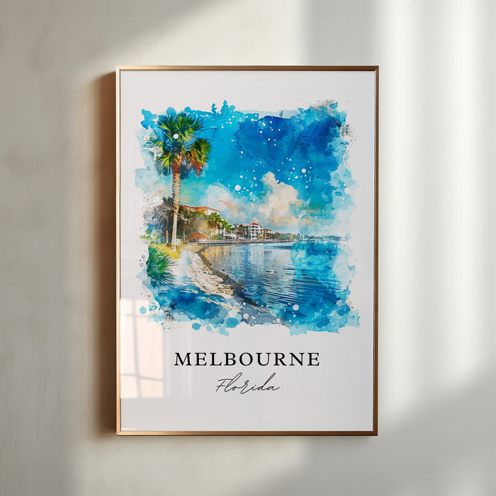 Melbourne Florida Wall Art, Melbourne FL Print, Orlando FL Watercolor, Orlando Gift,