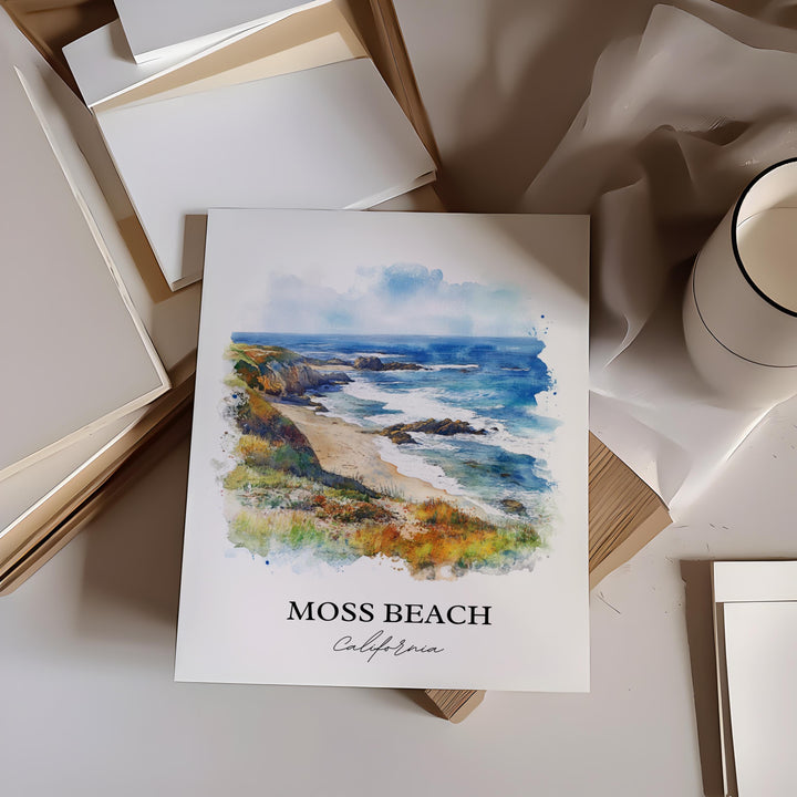 Moss Beach Wall Art, Moss Beach Print, San Mateo County Artwork, Moss Beach Gift, Travel Print, Travel Poster, Housewarming Gift