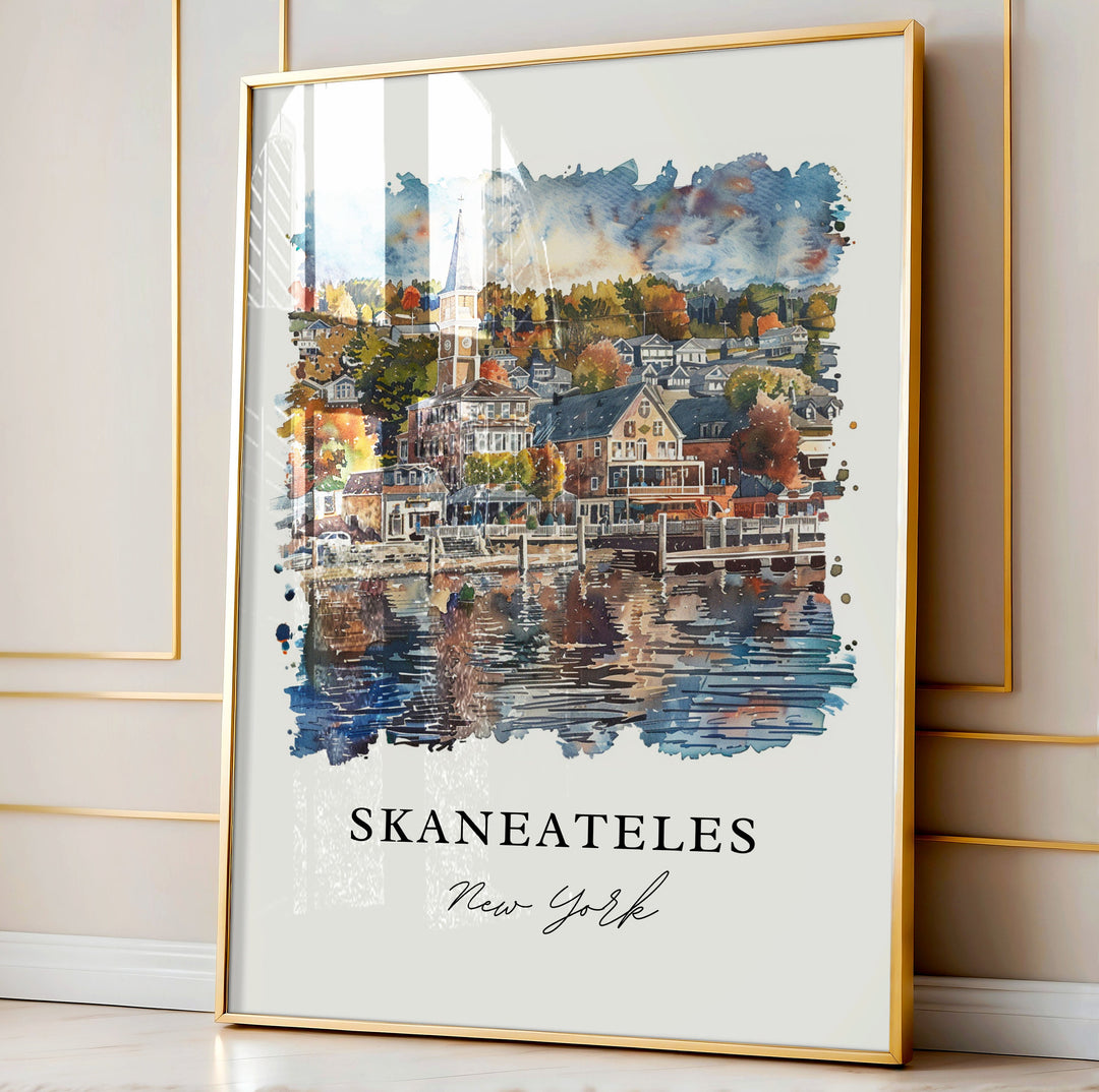 Skaneateles Wall Art, Onondaga County Print, Skaneateles NY Watercolor, Skaneateles NY Gift,