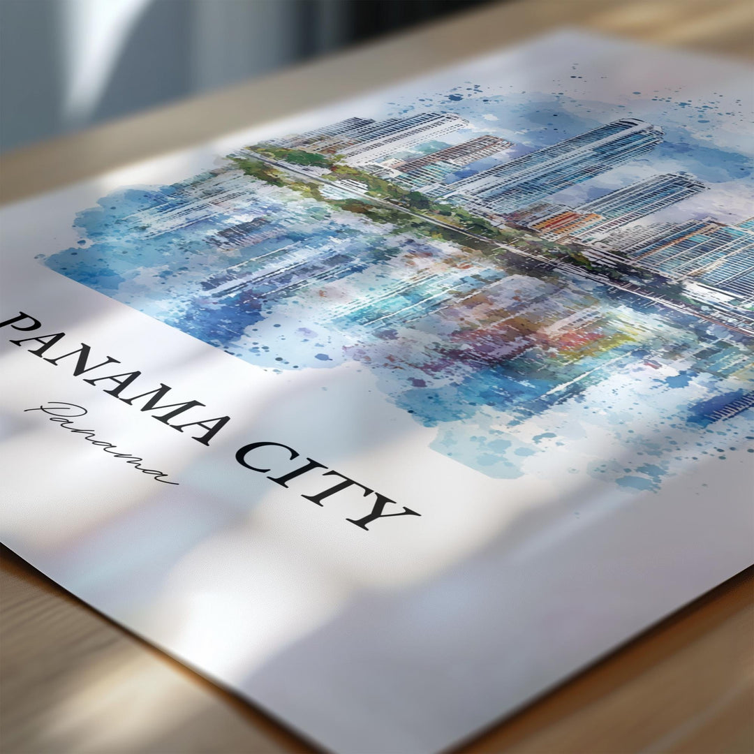Panama City Wall Art, Panama City Print, Panama Watercolor Art, Panama City Gift, Travel Print, Travel Poster, Housewarming Gift