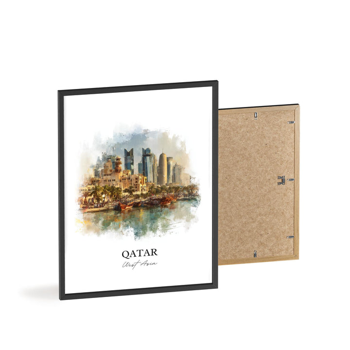 Qatar Wall Art, Qatar Print, Qatar Watercolor Art, Qatar Country Gift, Travel Print, Travel Poster, Housewarming Gift