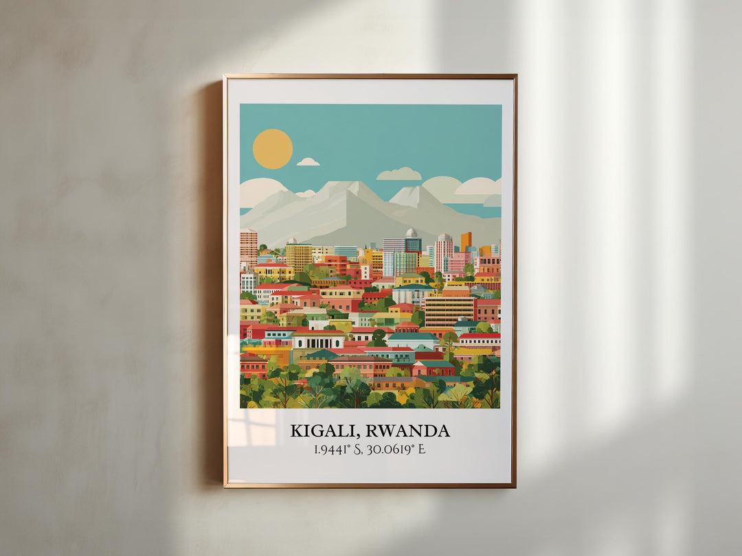 Kigali Rwanda Art, Kigali Retro Travel Art, Kigali Home Decor, Kigali Rwanda Gift, Rwanda Travel Art, Travel Prints, Housewarming Gift