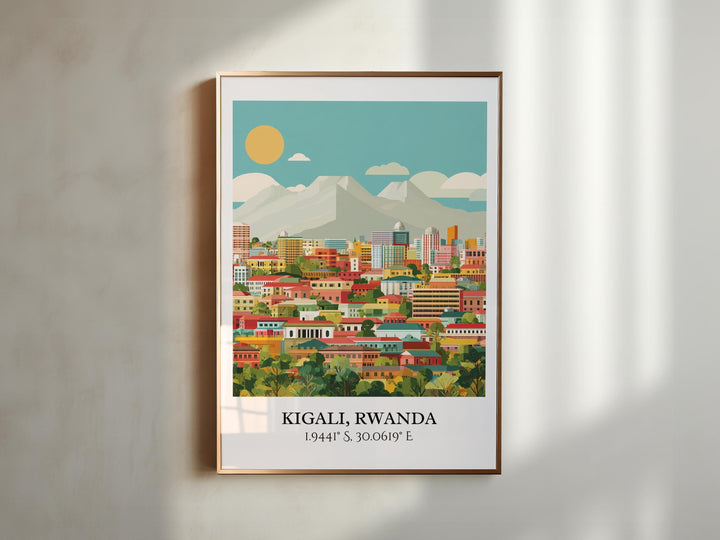 Kigali Rwanda Art, Kigali Retro Travel Art, Kigali Home Decor, Kigali Rwanda Gift, Rwanda Travel Art, Travel Prints, Housewarming Gift