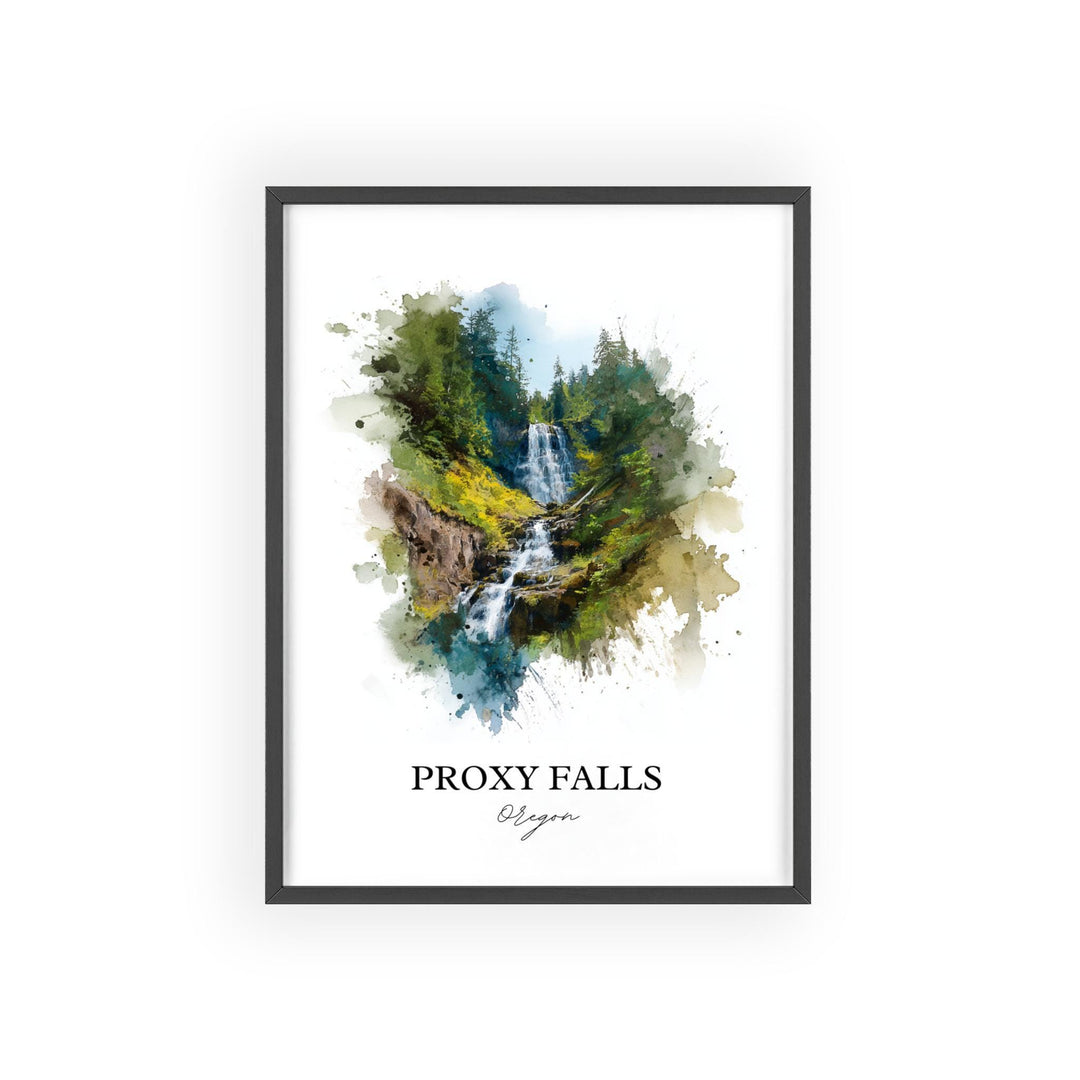 Proxy Falls, Oregon, USA – Watercolor Art Print