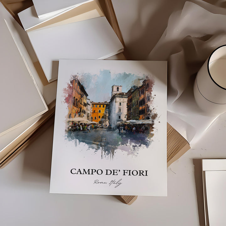 Campo de' Fiori, Italy – Watercolor Art Print
