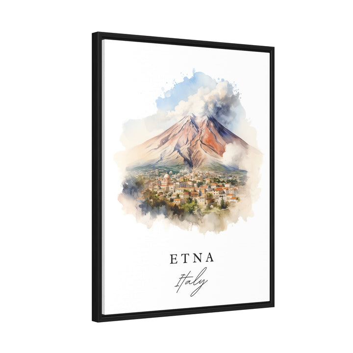 Etna traditional travel art - Italy, Etna poster print, Wedding gift, Birthday present, Custom Text, Perfect Gift