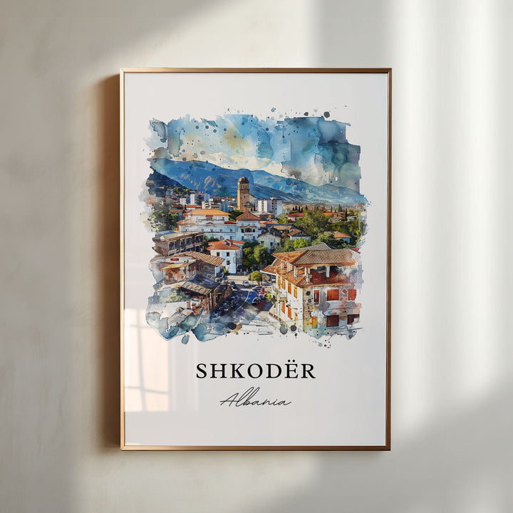 Shkodër Wall Art, Shkodër Albania Print, Shkodër Watercolor, Gegëria Albania Gift,