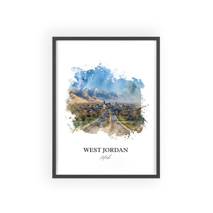 West Jordan Wall Art, Utah Print, West Jordan UT Watercolor Art, Salt Lake City Gift, Travel Print, Travel Poster, Housewarming Gift