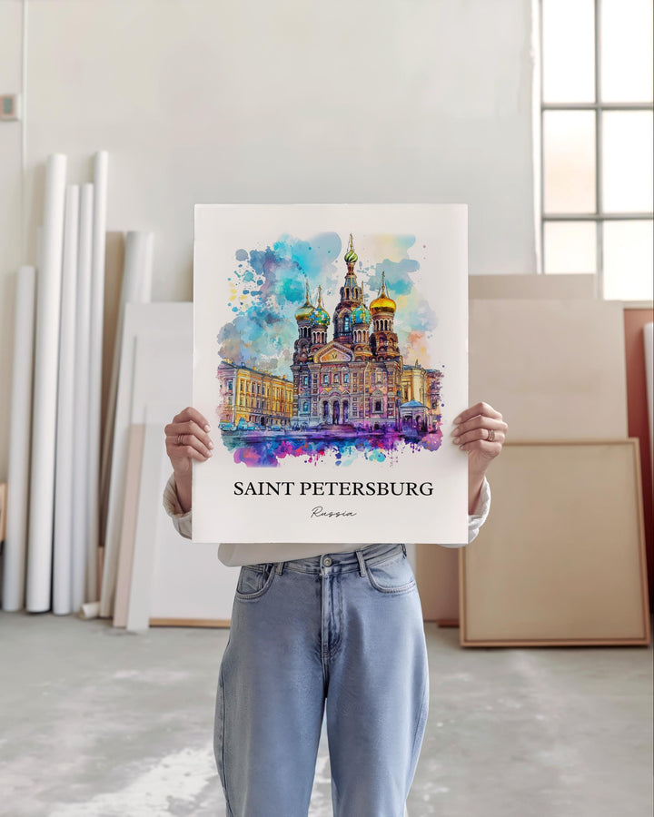 Saint Petersburg Wall Art, St Petersburg Print, Russia Watercolor Art, Saint Petersburg Gift, Travel Print, Travel Poster, Housewarming Gift