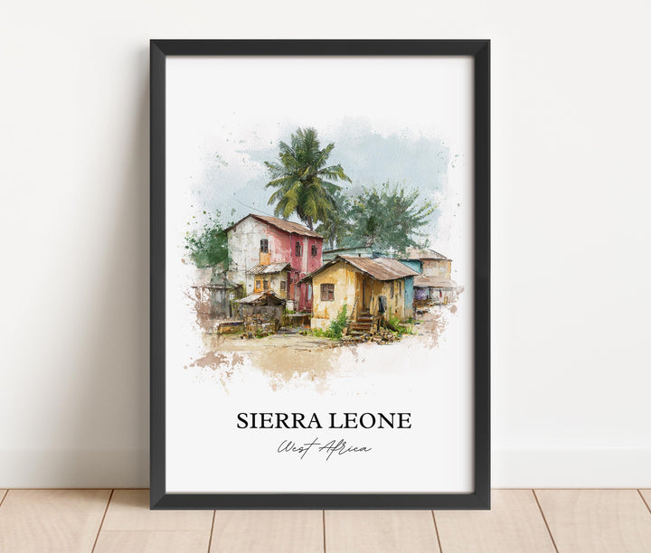 Sierra Leone Wall Art, Sierra Leone Print, Sierra Leone Watercolor Art, Sierra Leone Gift, Travel Print, Travel Poster, Housewarming Gift