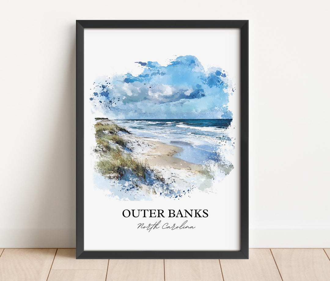 Outer Banks Wall Art, Outer Banks NC Print, OBX Watercolor Art, Outer Banks Gift, Travel Print, Travel Poster, Housewarming Gift