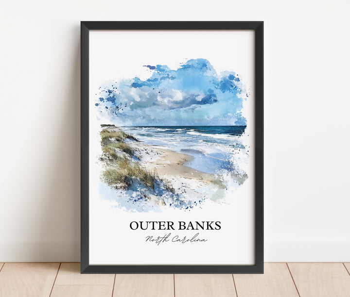 Outer Banks Wall Art, Outer Banks NC Print, OBX Watercolor Art, Outer Banks Gift, Travel Print, Travel Poster, Housewarming Gift