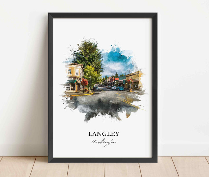 Langley, WA – Watercolor Art Print