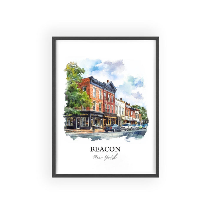 Beacon NY Wall Art, Dutchess County Print, Hudson River Watercolor Art, Beacon New York Gift, Travel Print, Travel Poster, Housewarming Gift