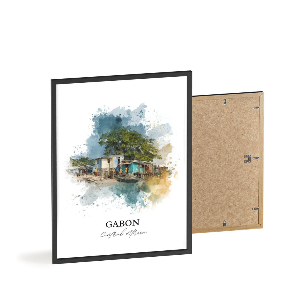 Gabon Wall Art, Central Africa Print, Gabon Watercolor Art, Gabon Gift, Travel Print, Travel Poster, Housewarming Gift