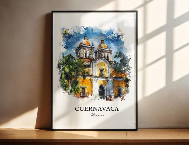 Cuernavaca Wall Art, Morelos State MX Print, Mexico Watercolor Art, Cuernavaca MX Gift, Travel Print, Travel Poster, Housewarming Gift