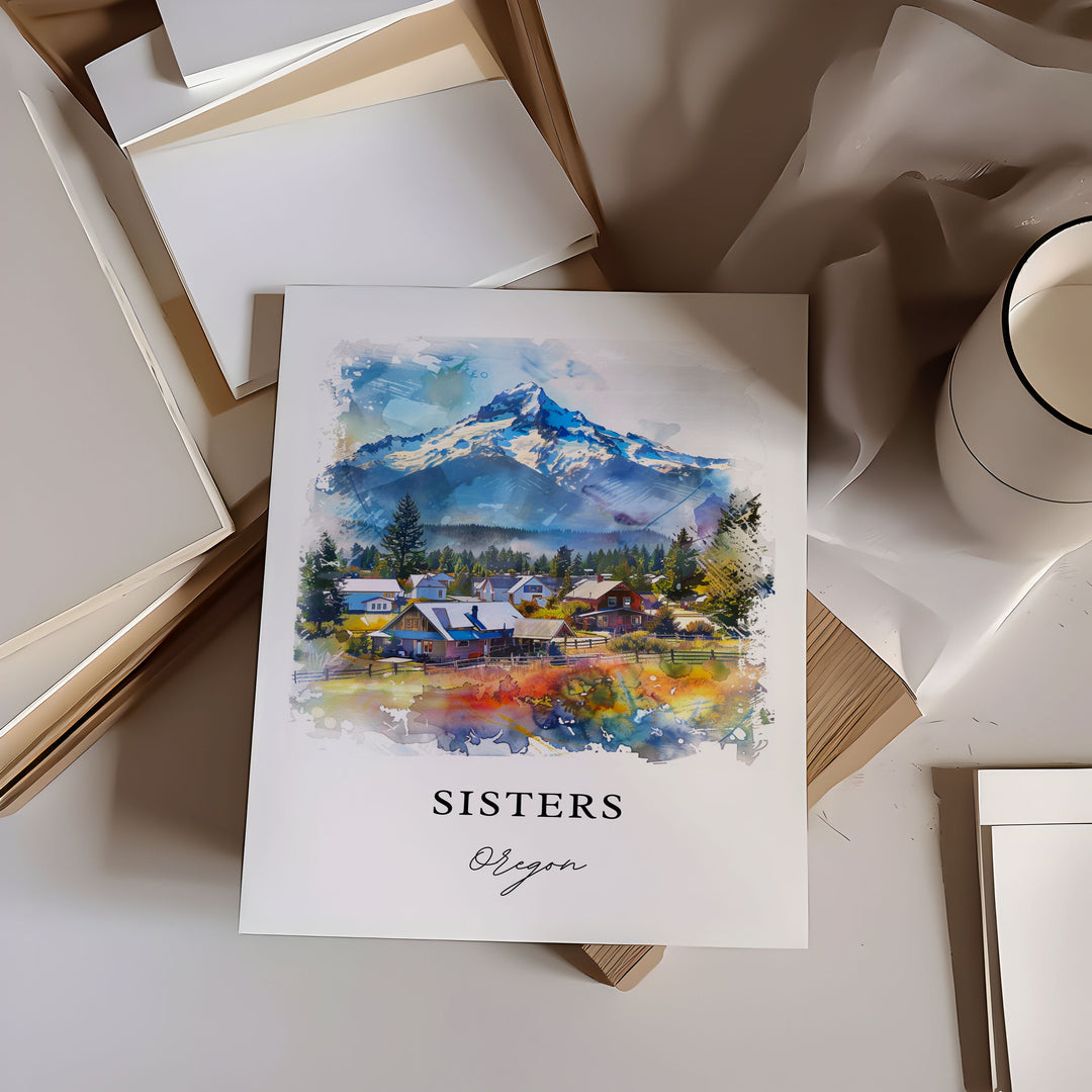 Sisters Oregon Wall Art, Bend OR Print, Deschutes County Art, Sisters Oregon Art Gift, Travel Poster, Housewarming Gift