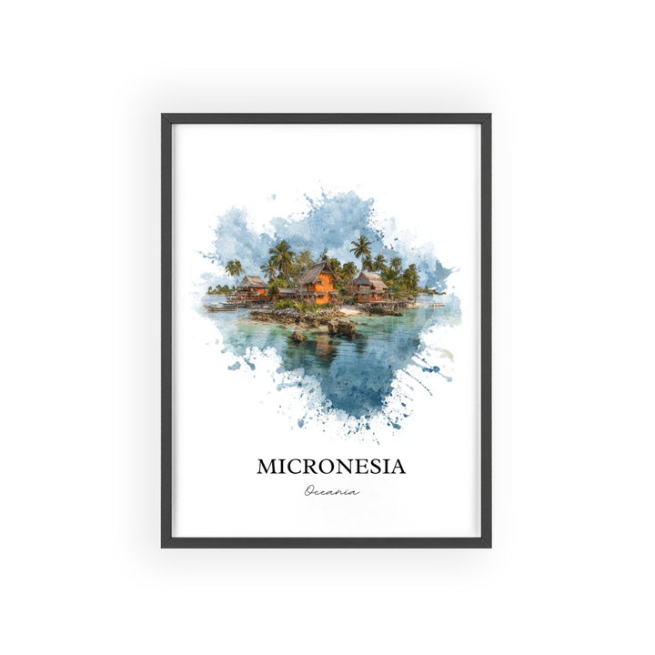 Micronesia Wall Art, Micronesia Print, Micronesia Watercolor Art, Micronesia Gift, Travel Print, Travel Poster, Housewarming Gift