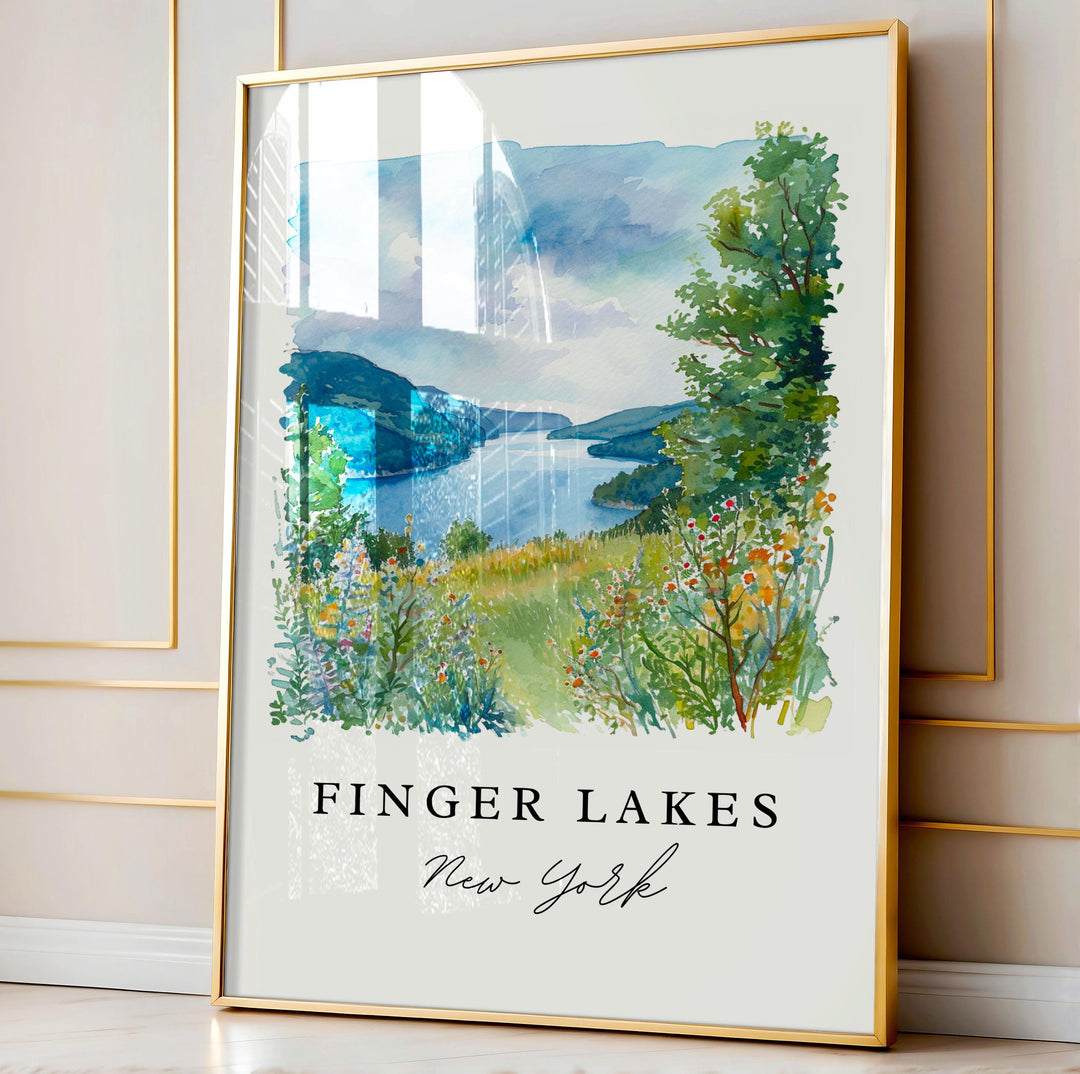 Finger Lakes NY wall art - Upstate NY, Finger Lakes print, Finger Lakes Wedding gift, Birthday present, Custom Text, Perfect Gift