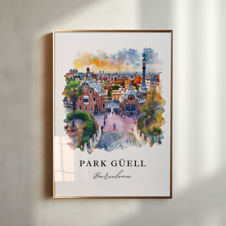 Park Guell Wall Art, Barcelona Print, Park Guel Wall Art, Spain Gift, Barcelona Travel Print, Travel Poster, Travel Gift, Housewarming Gift