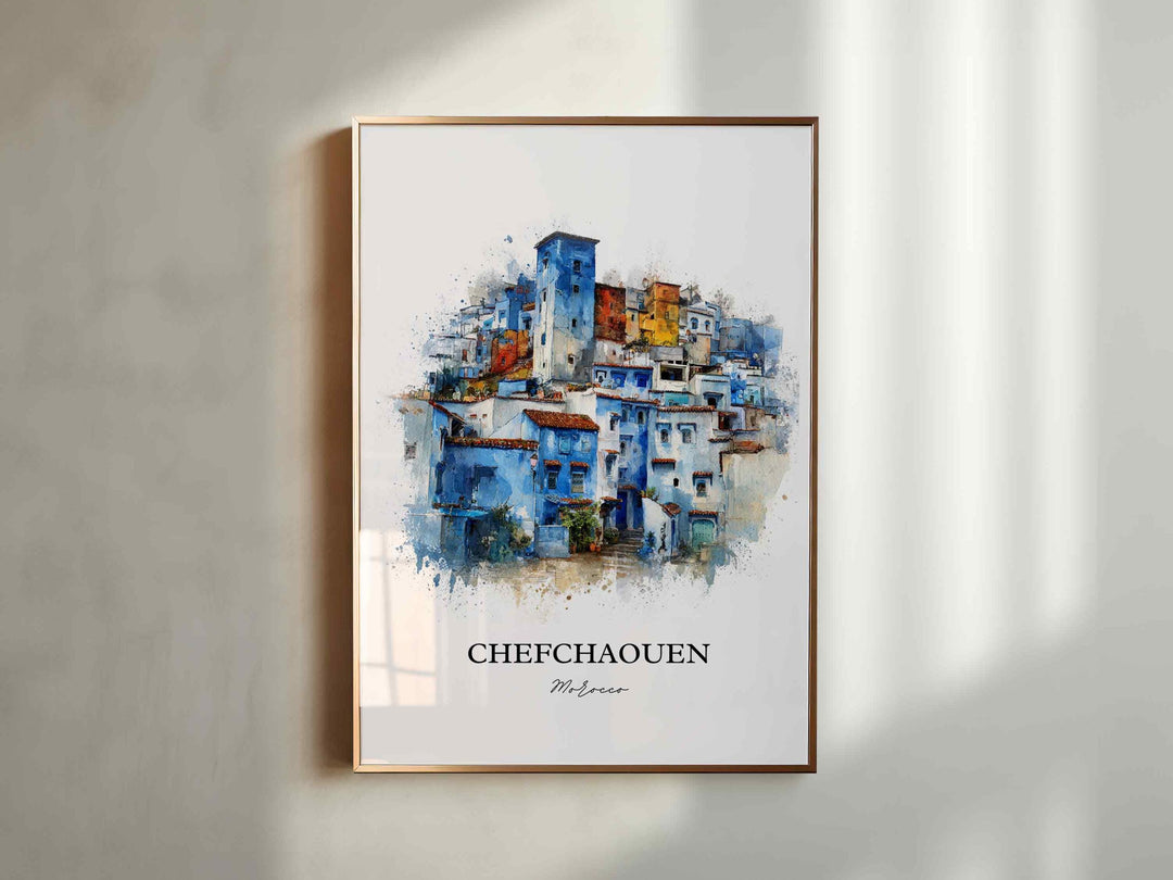 Chefchaouen, Morocco – Watercolor Art Print