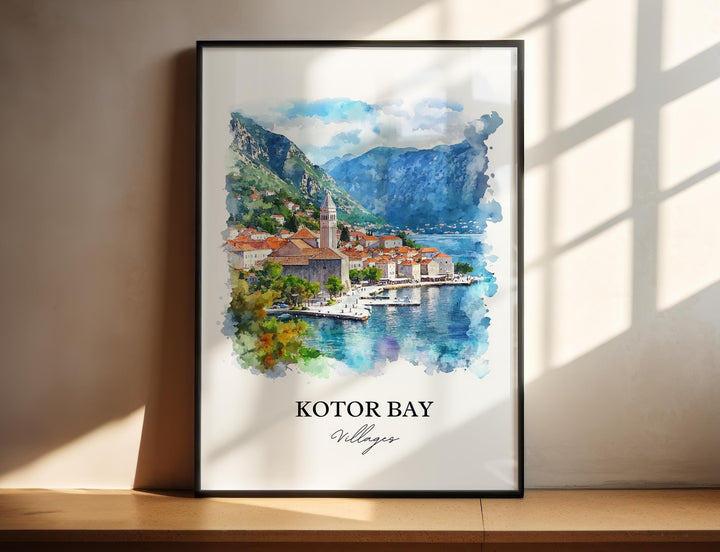 Kotor Bay, Montenegro – Watercolor Art Print